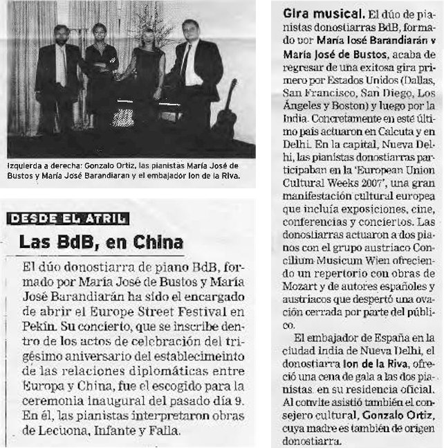 María José Barandiarán | Bdb duo | Giras Oriente Medio y Asia