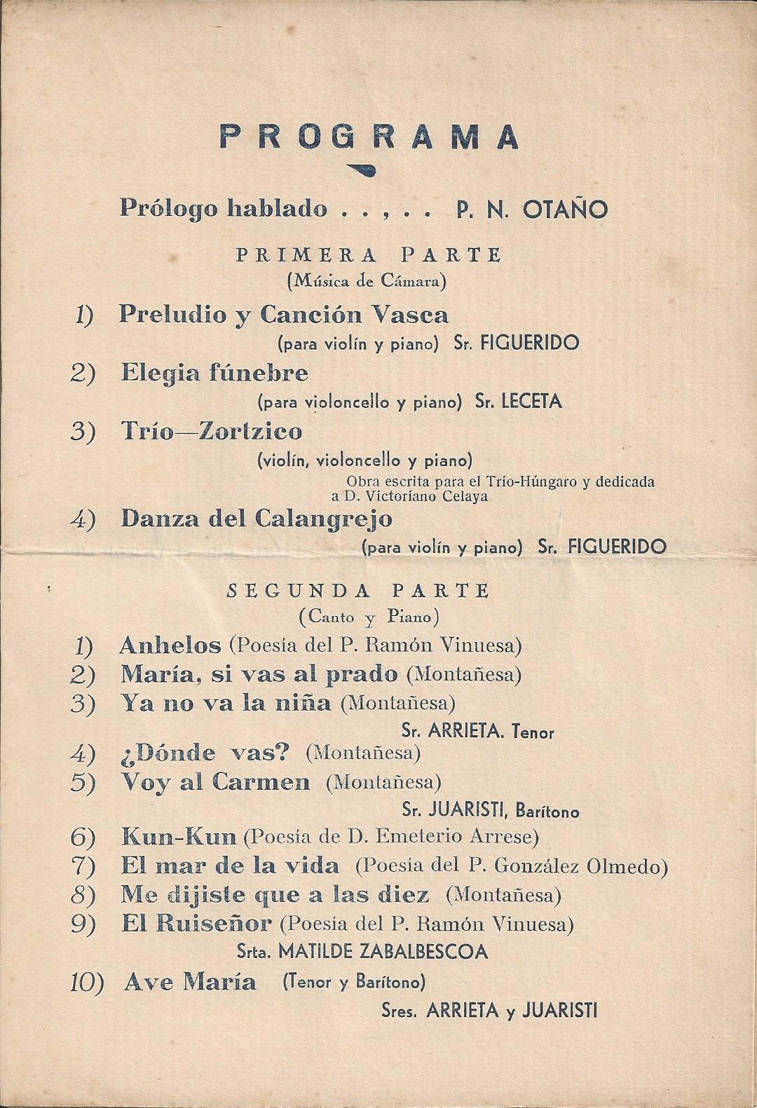 Nemesio Otaño - Programa de concierto del 6 de Junio de 1935 - Página 3 de 4
